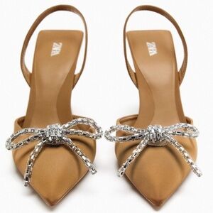 Zara | Women |NWT | Shoe Embellished Bow Heels Slingback’s Size 35